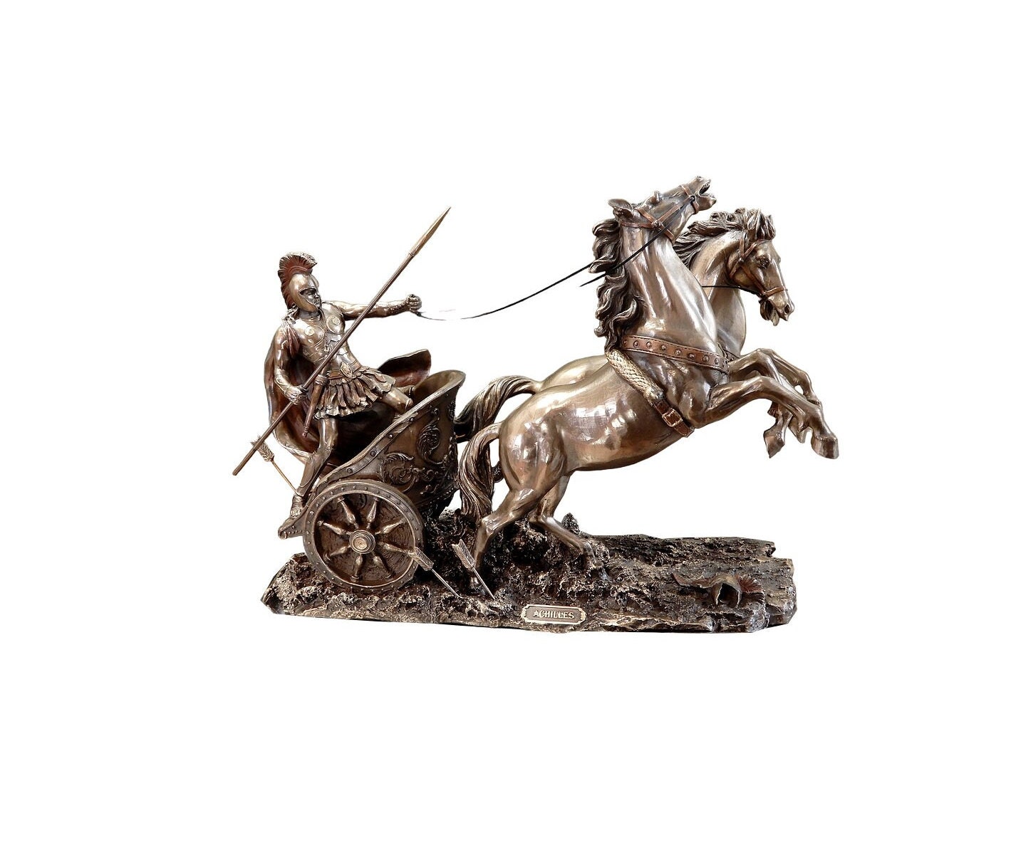 槍を持った戦車に乗ったアキレス - ギリシャ神話 - 古代の装飾