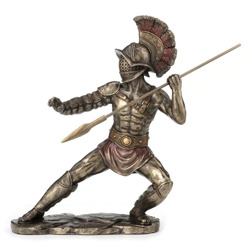 ハスタのフィギュアをつけた剣闘士 - 剣闘士戦士の彫刻 - 古代ローマの