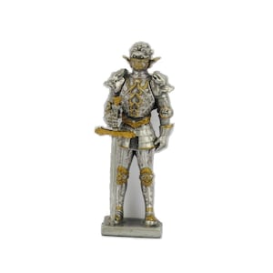 Knight in dragon armor with a sword statue - Tin Soldier Decor - Knight Dragon Sculpture - Tin Knight Figurine
