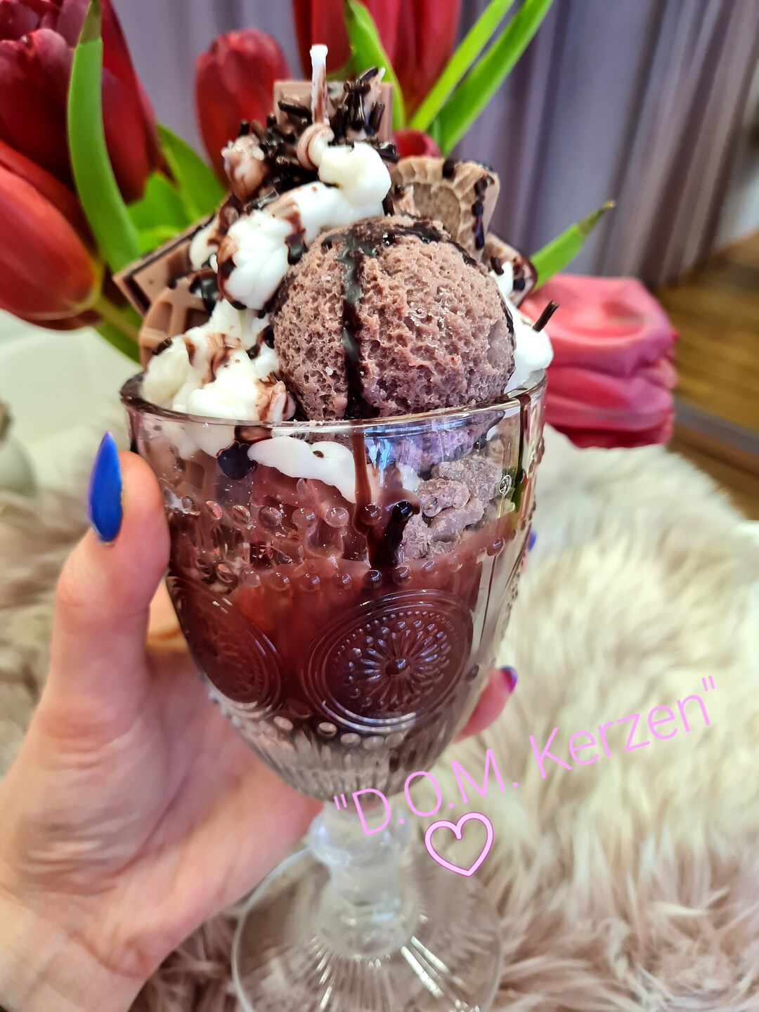 SOY SCENTED CANDLE Chocolate Ice Cream Sundae With Chocolate Scent 400g ...