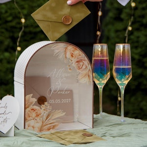 Wedding Card Box with Slot, Classic Wedding Style, Wood and Glass Envelope Box, Wedding Postbox, Wedding Gift Card and Money Box