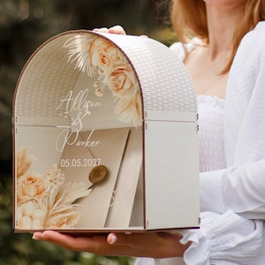 Wedding Card Box with Slot, Classic Wedding Style, Wood and Glass Envelope Box, Wedding Postbox, Wedding Gift Card and Money Box