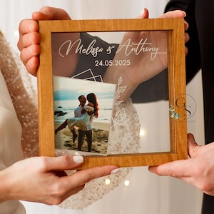 Unity wedding sand ceremony with printed photo,Wood and acrylic frame,Various colors,Сolored sand in kraft bags,Personalization option image 9