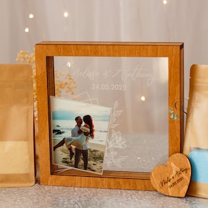 Unity wedding sand ceremony with printed photo,Wood and acrylic frame,Various colors,Сolored sand in kraft bags,Personalization option image 17
