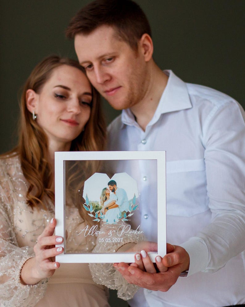 Unity wedding sand ceremony with printed photo,Wood and acrylic frame,Various colors,Сolored sand in kraft bags,Personalization option image 11