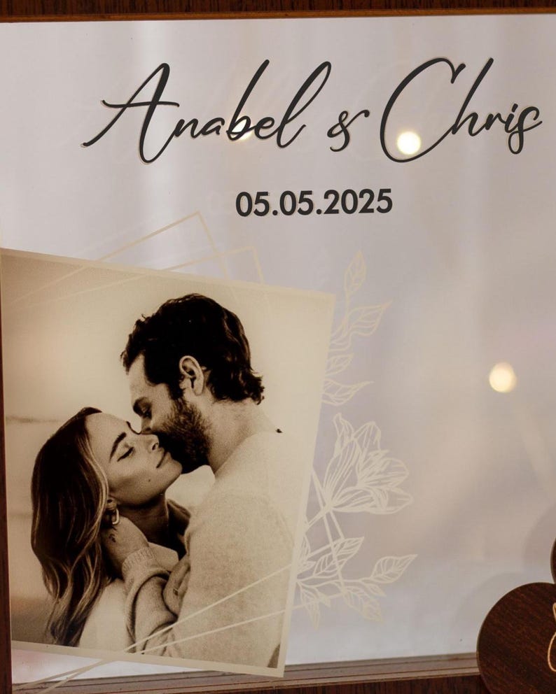 Unity wedding sand ceremony with printed photo,Wood and acrylic frame,Various colors,Сolored sand in kraft bags,Personalization option image 15