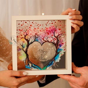 Customizable Blended Family Wedding Sand Ceremony Vase Set with Lid, Wood & Acrylic Unity Sand Frame, Wedding Gift