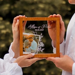 Unity wedding sand ceremony with printed photo,Wood and acrylic frame,Various colors,Сolored sand in kraft bags,Personalization option image 7