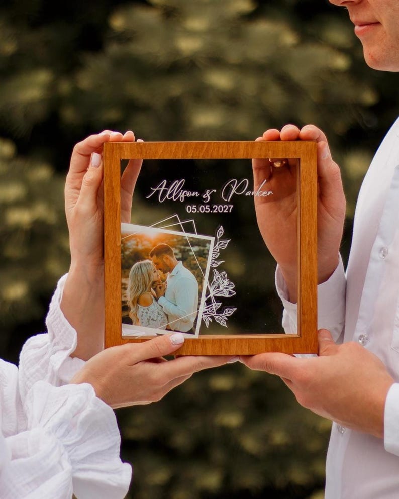Unity wedding sand ceremony with printed photo,Wood and acrylic frame,Various colors,Сolored sand in kraft bags,Personalization option image 7