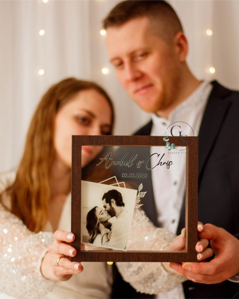 Unity wedding sand ceremony with printed photo,Wood and acrylic frame,Various colors,Сolored sand in kraft bags,Personalization option image 14