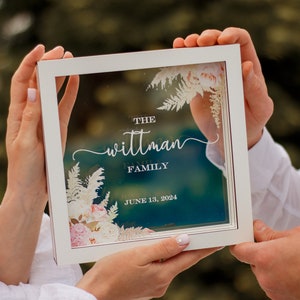 Set di sabbia per cerimonia familiare mista personalizzato, cornice in legno e acrilico, vari colori, sabbia colorata in sacchetti di carta kraft, opzione personalizzata, matrimonio in spiaggia