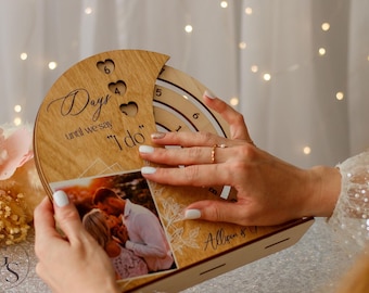 Personalized Wedding Countdown Calendar, Engagement Gift for Bride & Groom, Wooden “Days Until We Say I Do” Sign, Custom Bridal Shower Gift