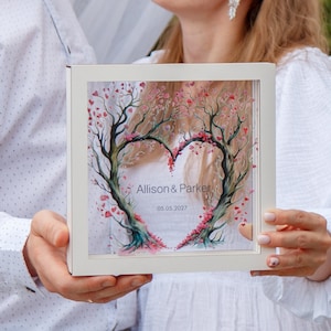 Cerimonia di nozze con sabbia con albero genealogico,Cerimonia di sabbia insieme al bambino,Cornice in legno e acrilico,Vari colori e sabbia colorata