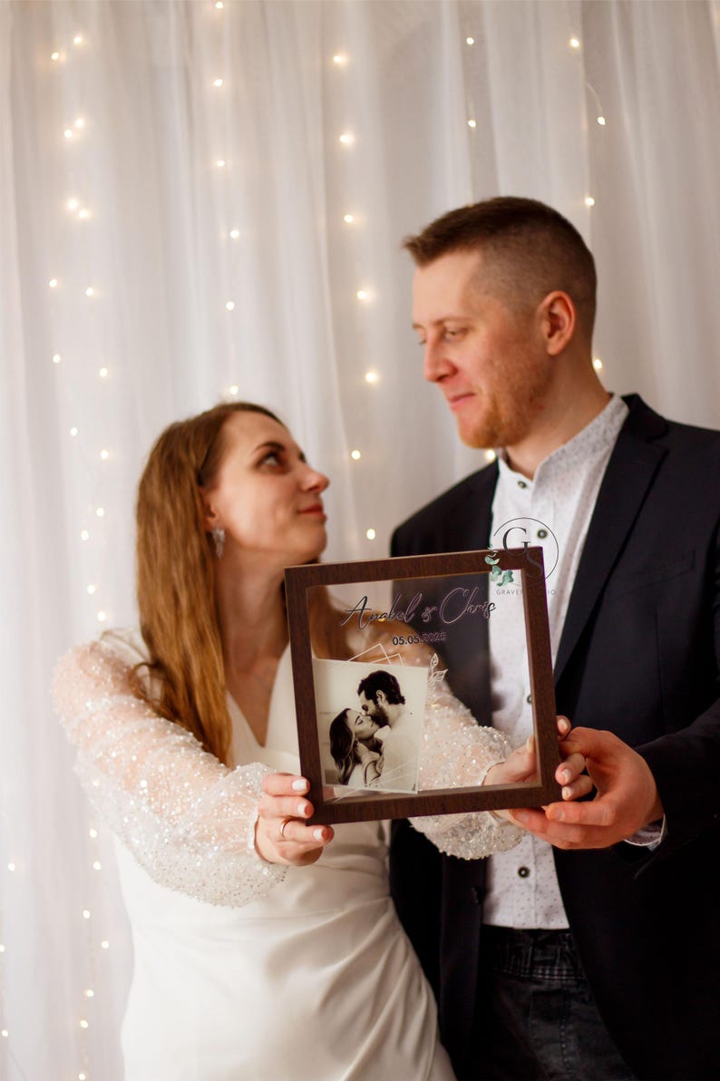 Unity wedding sand ceremony with printed photo,Wood and acrylic frame,Various colors,Сolored sand in kraft bags,Personalization option image 13