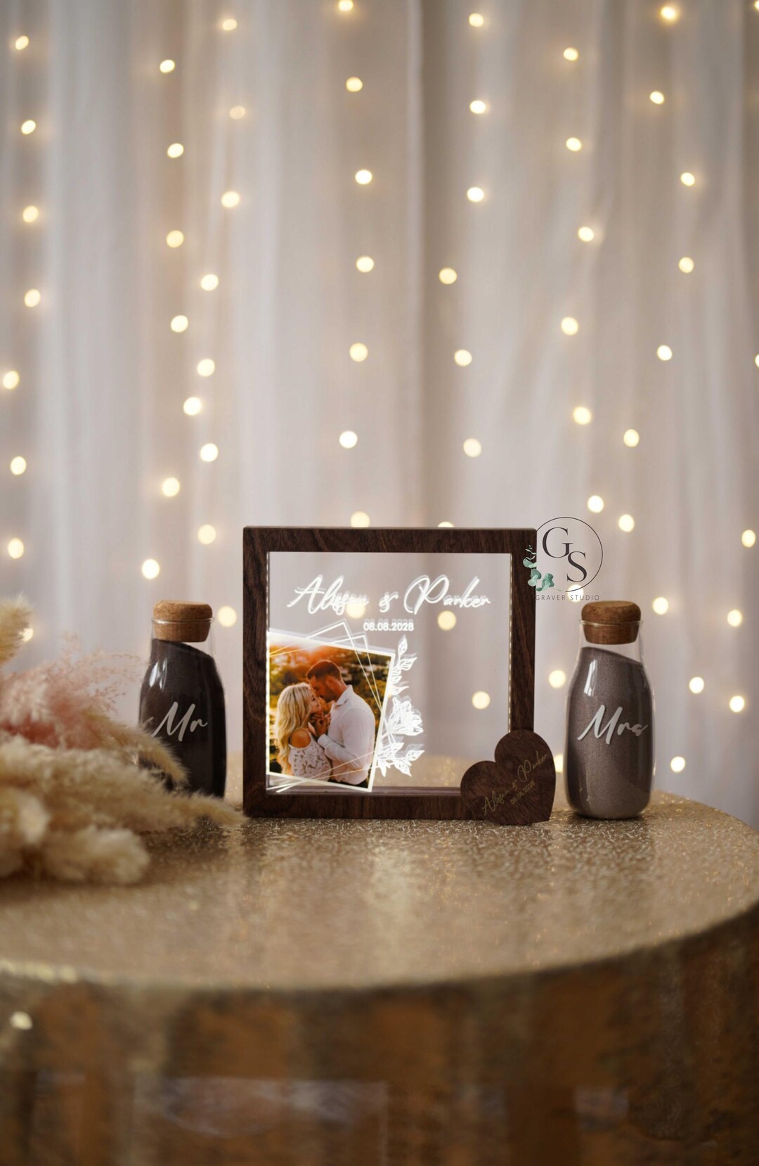 Personalized Unity Sand Ceremony Frame With Photo & LED Light, Wedding ...
