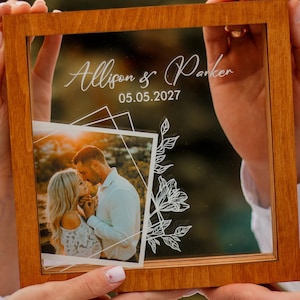 Unity wedding sand ceremony frame for picture of couple,Wood and acrylic frame,Сolored sand in kraft bags,Personalization Option
