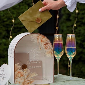 Wedding Card Box with Slot, Classic Wedding Style, Wood and Glass Envelope Box, Wedding Postbox, Wedding Gift Card and Money Box