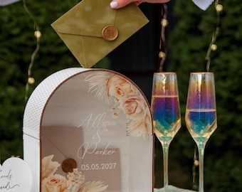 Wedding Card Box with Slot, Classic Wedding Style, Wood and Glass Envelope Box, Wedding Postbox, Wedding Gift Card and Money Box