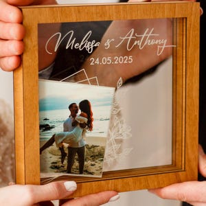 Unity wedding sand ceremony with printed photo,Wood and acrylic frame,Various colors,Сolored sand in kraft bags,Personalization option image 8