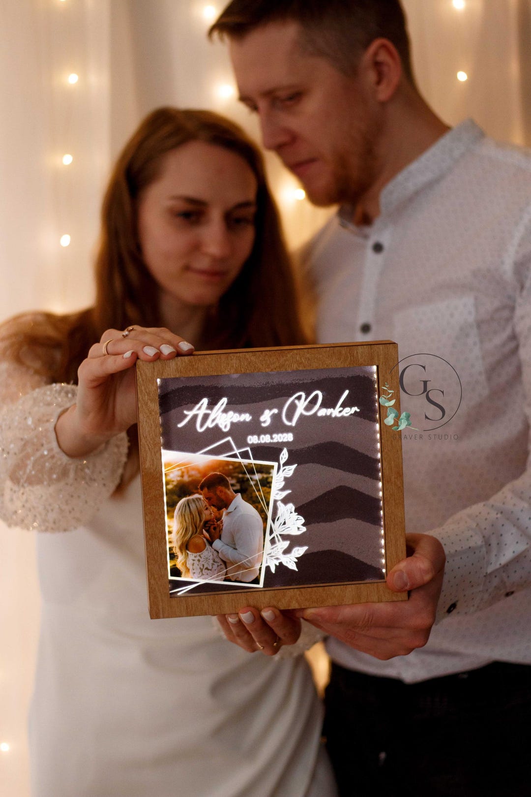 Personalized Unity Sand Ceremony Frame With Photo & LED Light, Wedding ...