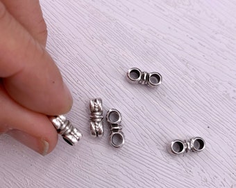Connecteur rond argenté pour bijoux DIY. Connecteur pour cuir rond, composants de bijoux, matériaux pour bijoux, perles de bricolage de bijoux