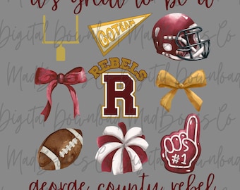 George County Rebels Coquette PNG, Maroon and Gold Rebels PNG, Front and Back design