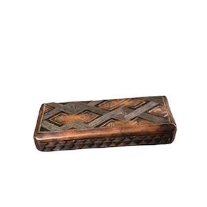 Vintage hand carved wooden trinket box