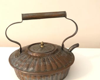 Vintage/antique copper tea kettle with arched handle