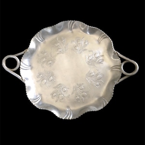 Vintage Hand Wrought Hammered Aluminum Tray