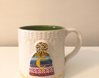Anthropologie Bundled Up  Initial Monogram “C” Coffee Cup/Mug