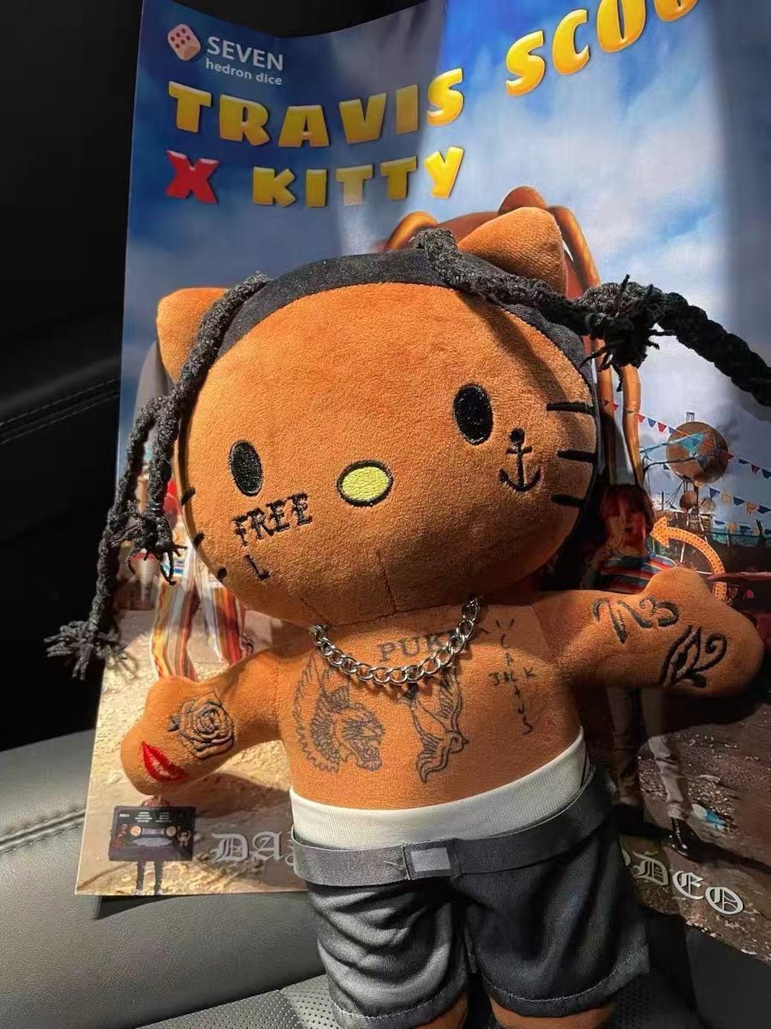 Travis Scott Inspired Black Skin Rapper Hello Kitty Plush – 30cm Hip ...