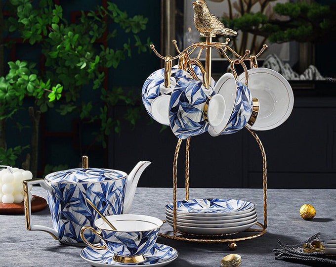 European ceramic coffee set | Ceramic coffee cup and saucer | Exquisite ceramic tea set | Afternoon tea set | Tea party tea set