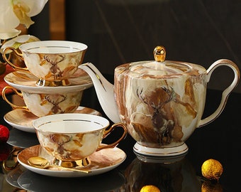 European ceramic coffee set | Ceramic coffee cup and saucer | Ceramic tea set | Wedding gift | Tea party tea set | Afternoon tea tea set