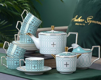 European ceramic coffee set | British afternoon tea set | Ceramic teapot | Exquisite coffee cup and saucer | Tea party tea set