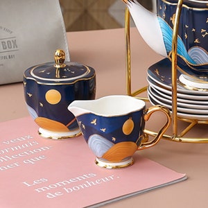 European ceramic coffee set Ceramic tea set Retro tea set Hand-painted gold ceramic tea set Afternoon tea set Milk Jug + Sugar Jar