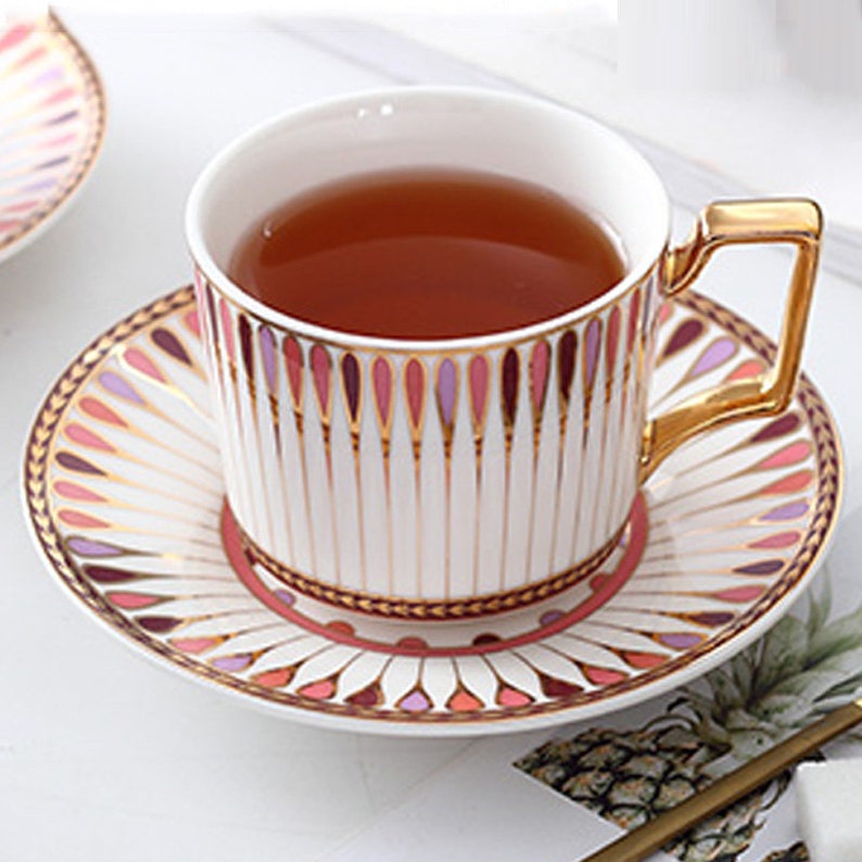 British afternoon tea set Ceramic coffee cup and saucer Ceramic tea set European ceramic coffee set Teapot Tea party tea set image 8