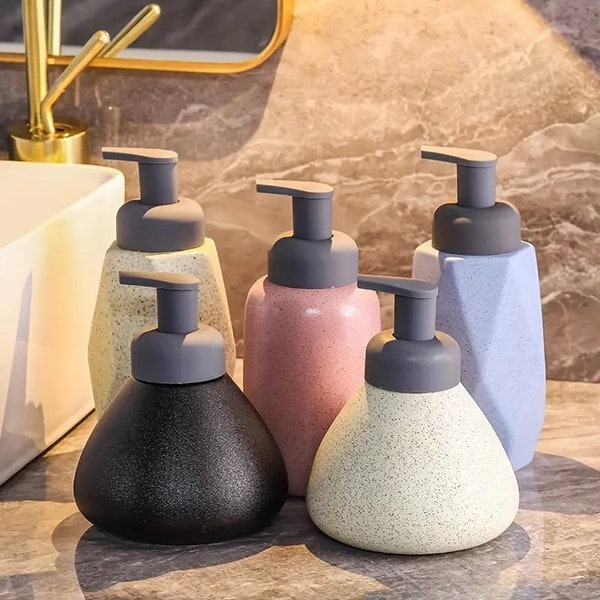 Geometric Ceramic Foaming Soap Dispensers for Kitchen, Bathroom, and Vanities - Easy Pump-Bottle Design for Hygienic and Convenient Soap Use