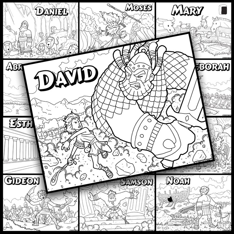 The Heroes of the Bible Coloring Pages Bundle Pack 1 - Etsy