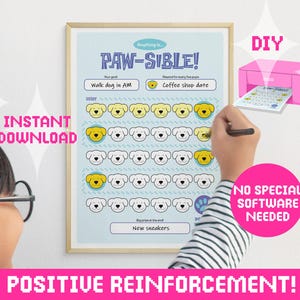 Belohnungstabelle für Kinder / Tabelle mit Hundemotiven / Tabelle mit bedruckbaren Aufklebern / Auflistung für die Hausarbeit / Letter Size and A4 Size!