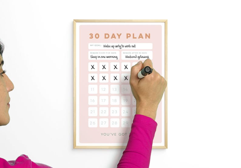 30 Day Goal Tracker Printable | Habit Sticker Chart (PDF Download) - Etsy