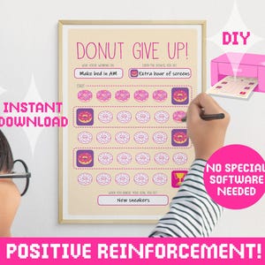 ¡Cuadro de recompensas para niños / Cuadro de objetivos con temática de donas / Cuadro de calcomanías imprimibles / Tamaño carta y tamaño A4!