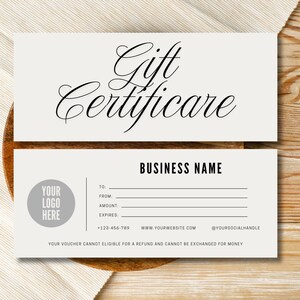 Editable Gift Certificate Template, Printable Gift Voucher, Editable Gift Certificate, Printable Gift Card, Small Business Supplies