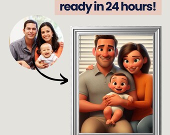 Custom Cartoon Portrait from Photo, Cartoon Portrait Couple, Family Portrait, Custom Cartoon Poster, Digital Downloads