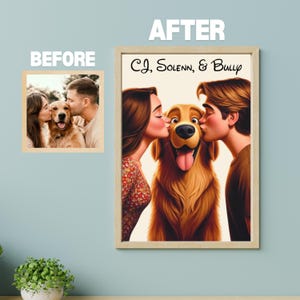Personalized Cartoon Pet Portrait, Custom Cartoon Pet Portrait, Dog Cartoon Portrait Cat, Wall Art for Pet Lovers, Digital Downloads