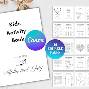 Libro da colorare personalizzato per matrimonio / 20 pagine di attività modificabili per bambini / Libretto di nozze stampabile