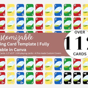 Benutzerdefinierte Uno Karten Vorlage, DIY Spielkarten, druckbares Kartenspiel, personalisiertes Uno, einzigartiges Kartendesign, Spielkartenvorlage