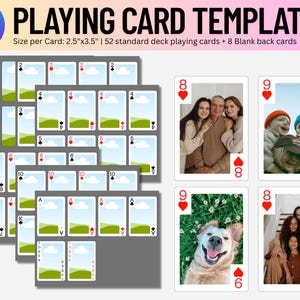 Spielkarten Canva Benutzerdefinierte Vorlage, personalisierte Fotospielkarten Vorlage, bearbeitbare Pokerkarte Canva Vorlage, leere Spielkarte