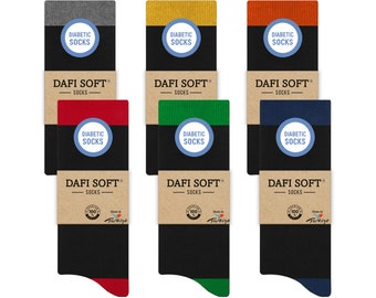 DAFI SOFT 6 Pairs Men’s Diabetic Socks, Cotton, Made in Turkey