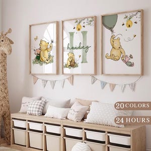 Winnie the Pooh Nursery Prints, Personalized Name, Set of 3 (Digital)