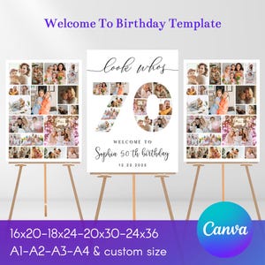 Personalized 70th Birthday Photo Collage 70th Birthday Photo Collage, 70th Birthday Gift, Birthday Number 70 Printable , Digital Download
